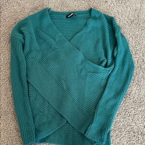 Express Teal V-Neck Sweater